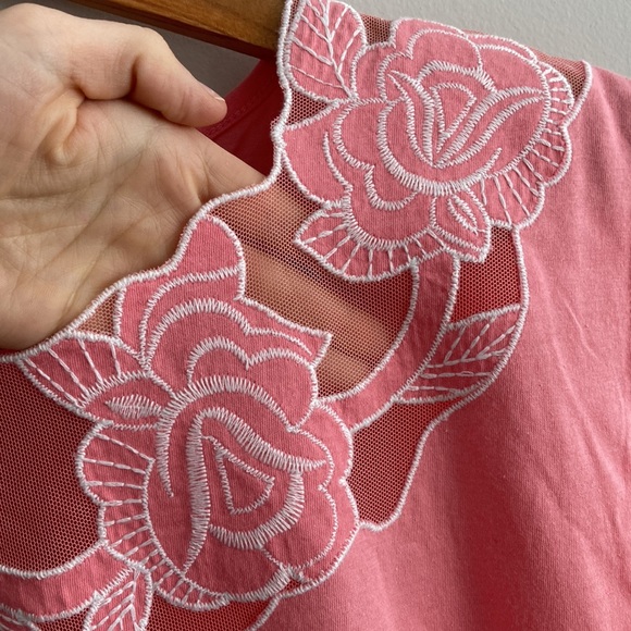 Dorothy Perkins, Pink Lace Flower Top, XS/2 - Picture 5 of 6